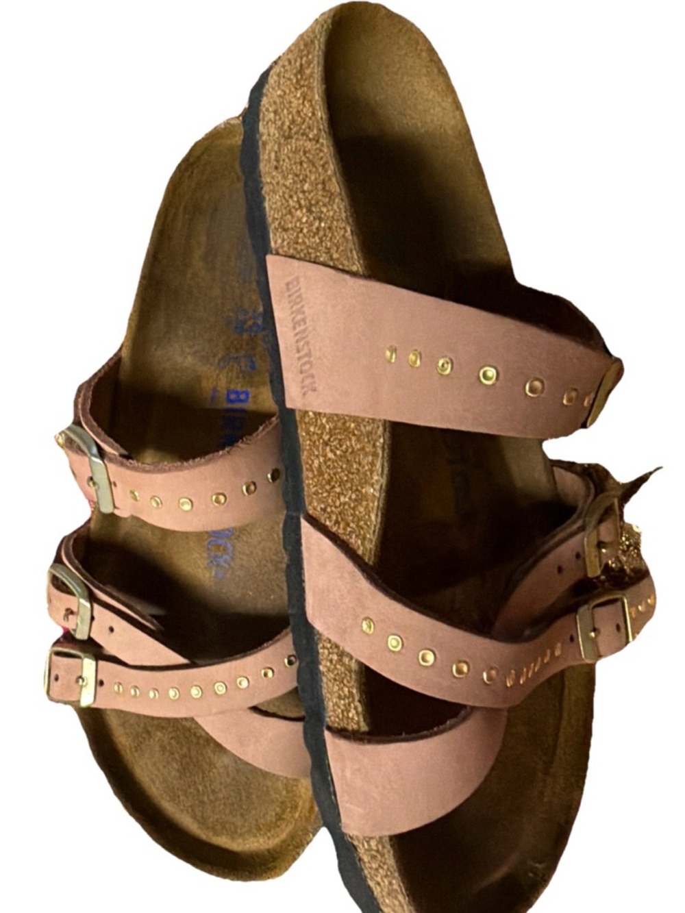 Birkenstock Old Rose Studded Triple Strap Buckle Sandals - Picture 4 of 16